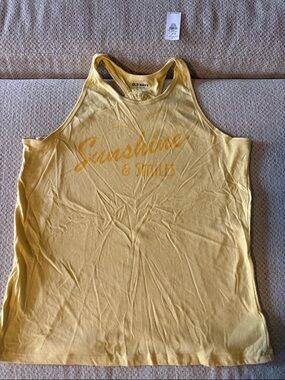 Old Navy Yellow 'Sunshine & Smiles' Racerback Tank
